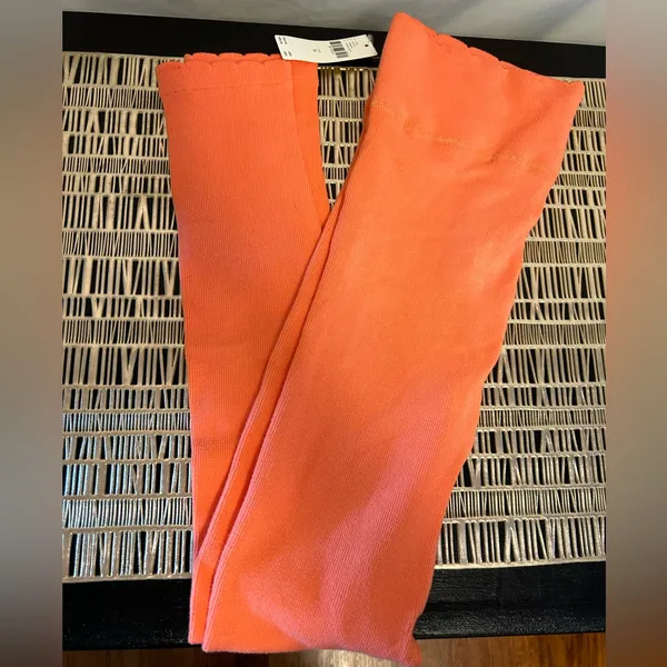 NWT Anthropologie Orange Ribbed Lettuce Trim Athletic‎ Legging Medium - Image 7