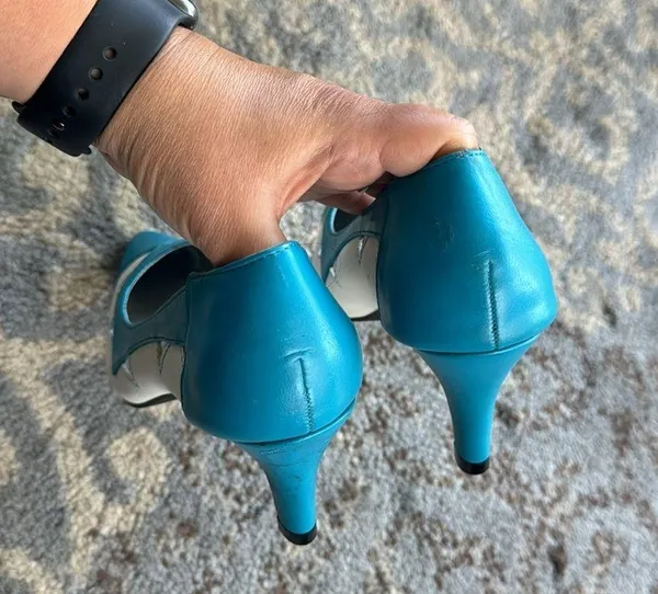 Andiamo Vintage Cutout Heels Turquoise & White 7 - Image 5