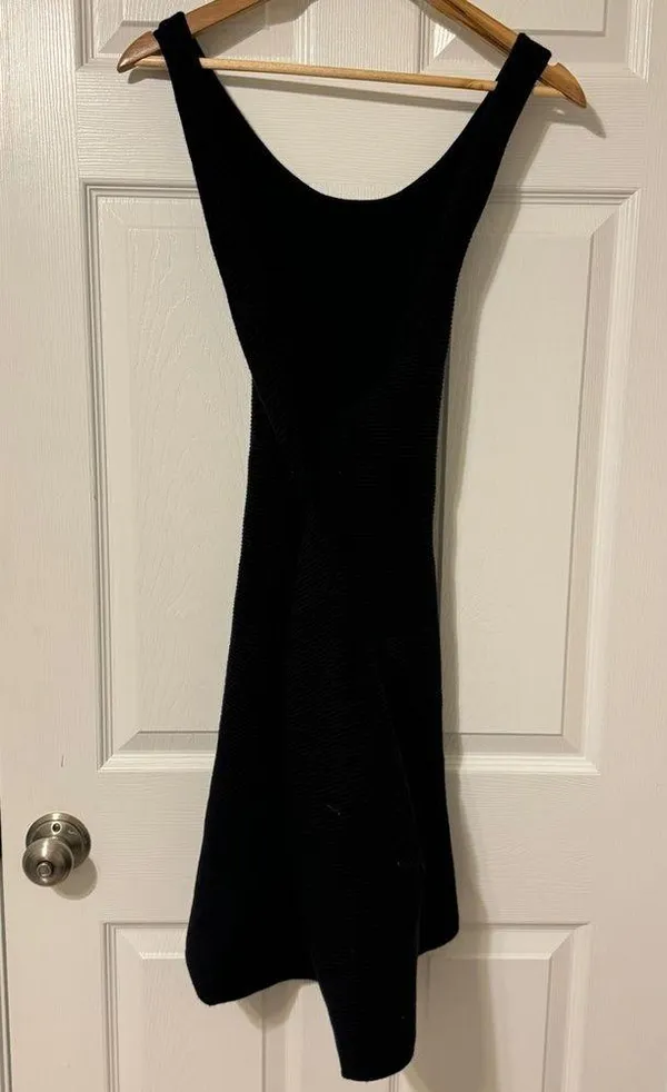 Abercrombie & Fitch Scuba Cross-Back Elevated Knit Ribbed Dress Size XL Black - Image 5