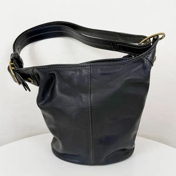 Coach Vintage Bleecker Tattersall Duffle Bucket Bag 11422 Black - Image 6