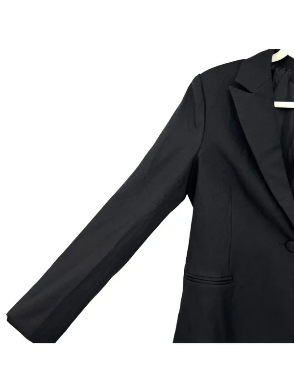 Lulus Black Blazer Jacket Shoulder Pads Single Button Closure Size Small NWT - Image 4