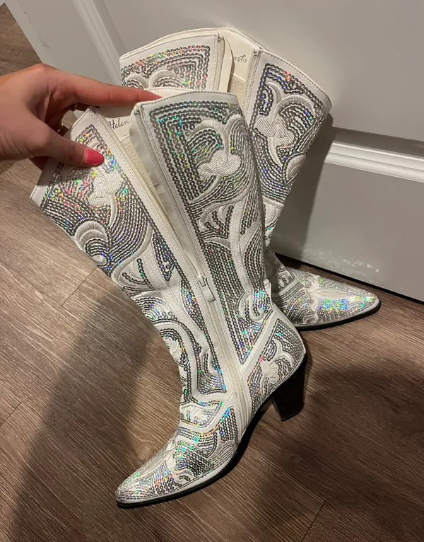 Sparkly Boots White Size 10 - Image 3