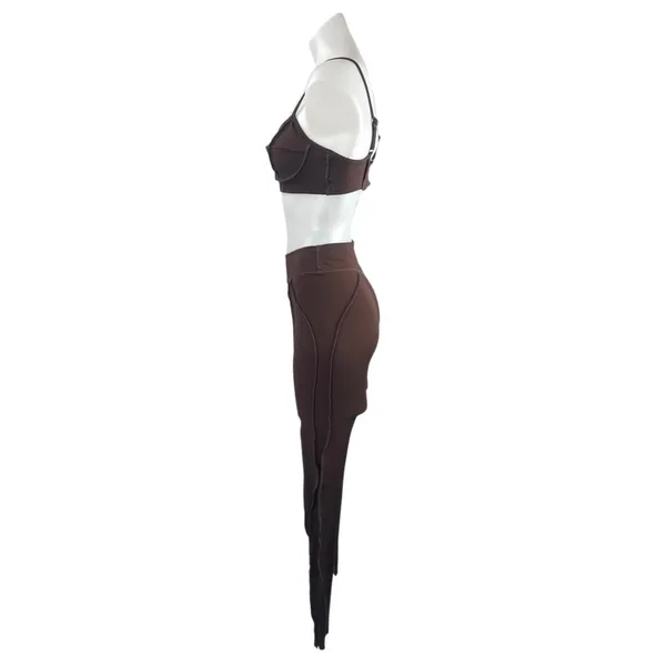 BTTRM Better Me Brown Contour Stitch Bralette Leggings Athletic 2-Piece Set M - Image 2