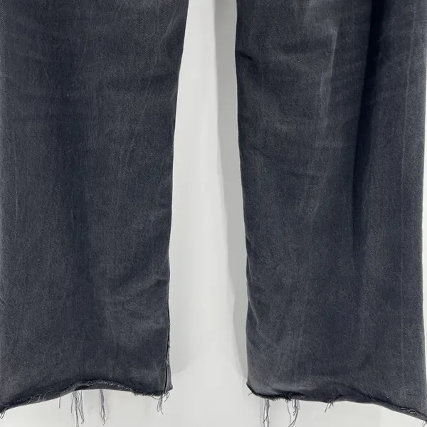 Zara High Rise Waisted Wide Leg‎ Raw Hem Black Denim Jeans Women's Size 14 - Image 9