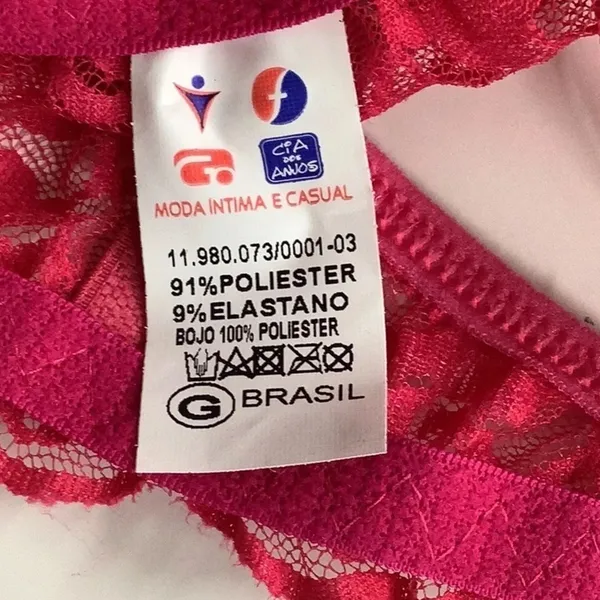 Massam Size Large Hot Pink Lace Underwire Bra. Made in Brazil New with Tags. - Image 5