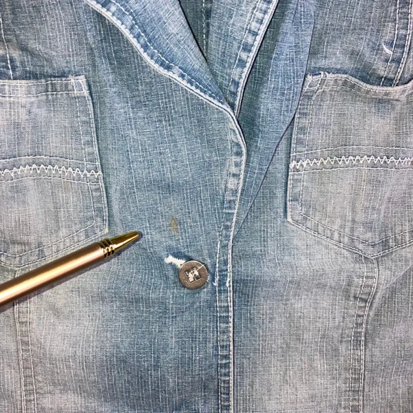 Vtg Focus 2000 Denim Blazer‎ Women M Light Wash 2 Button 4 Pocket Utility Jacket - Image 4