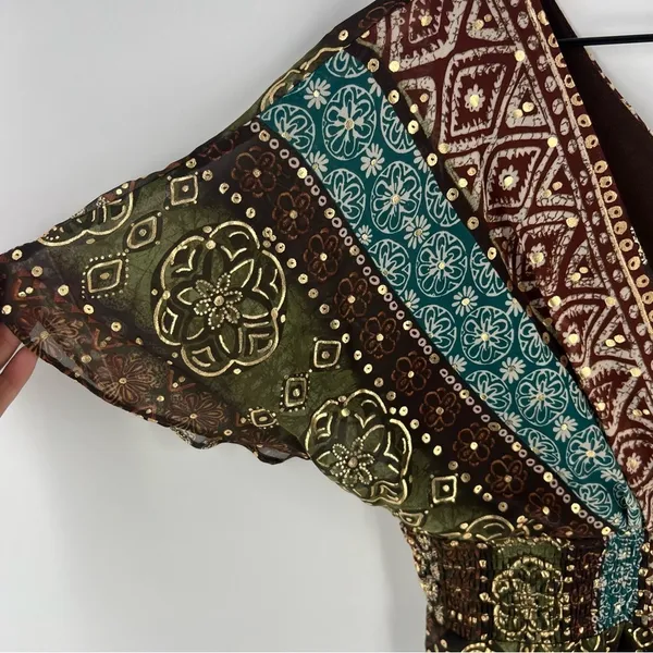 Rabbit Rabbit Rabbit Tribal Boho Printed‎ Chiffon Batwing Asymmetrical Hem Dress - Image 5