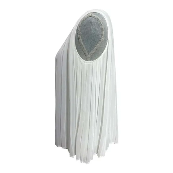 Zara White Pleated Sleeveless Blouse Size M Flowing Chiffon Top - Image 3