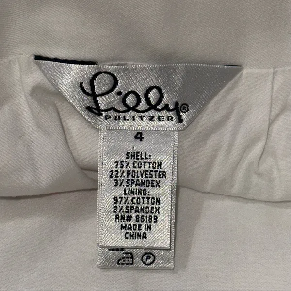 Lilly Pulitzer Vintage White Label Size 4 White Orange Shell Embroidered Skirt - Image 3