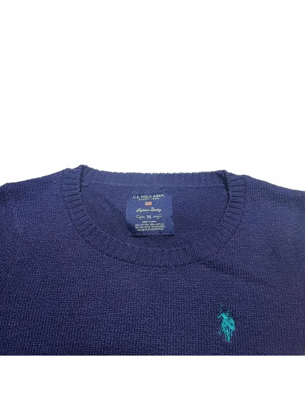 U.S. Polo Assn. Women’s Sweater Size M Navy Blue Crewneck Embroidered Logo - Image 4