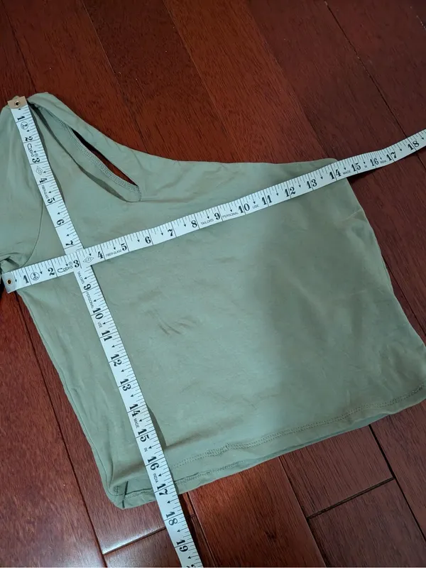 Abercrombie & Fitch Green One Shoulder Long Sleeve Top S - Image 5