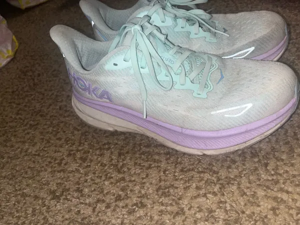 Hoka One One Clifton 8 running shoes in gray & purple #running #athletic - Image 2