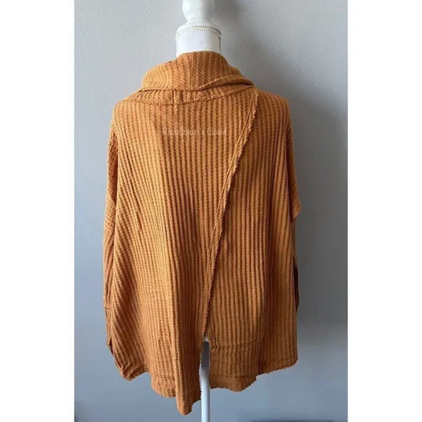 Free People NWT Women Large Orange Knit Sweater Top Lagenlook Boho Fall Cottage - Image 6