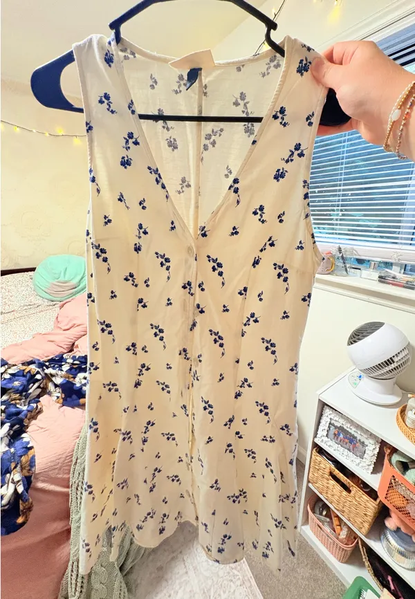 Mediterranean Blue Floral Mini Dress  - Image 2