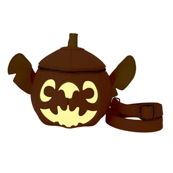 Disney Loungefly Stitch Pumpkin Head Glow in the Dark Crossbody Bag Orange NEW - Image 6