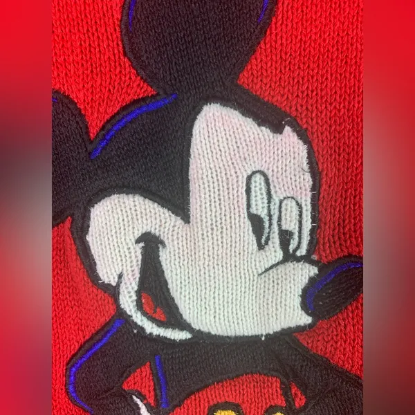 Vintage‎ 90s Mickey Mouse Sweater Size Medium Red - Image 3