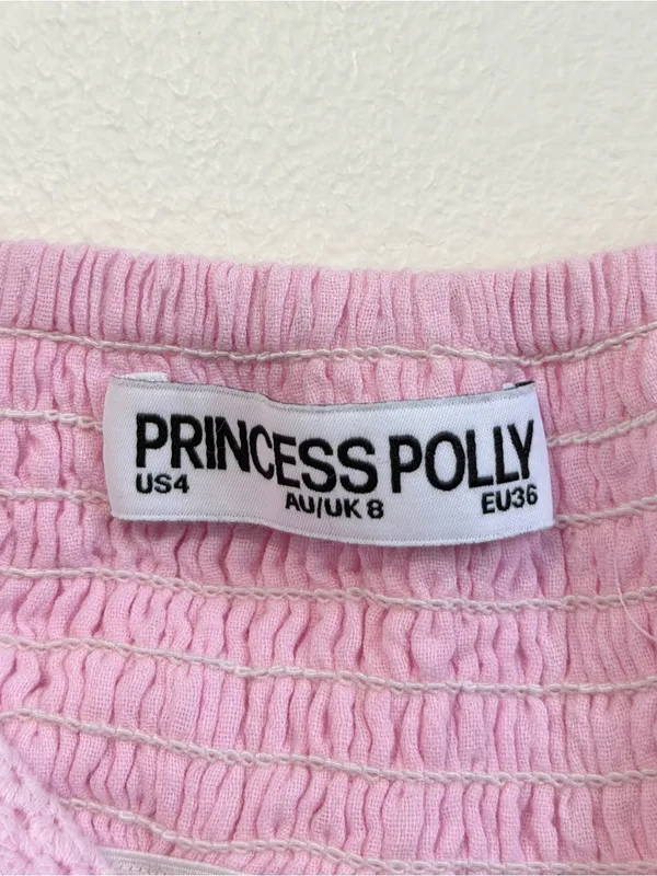 Princess Polly Pink Tank Top Size 4 Small Ruffle Gauze Flowy V Neck Coquette - Image 2