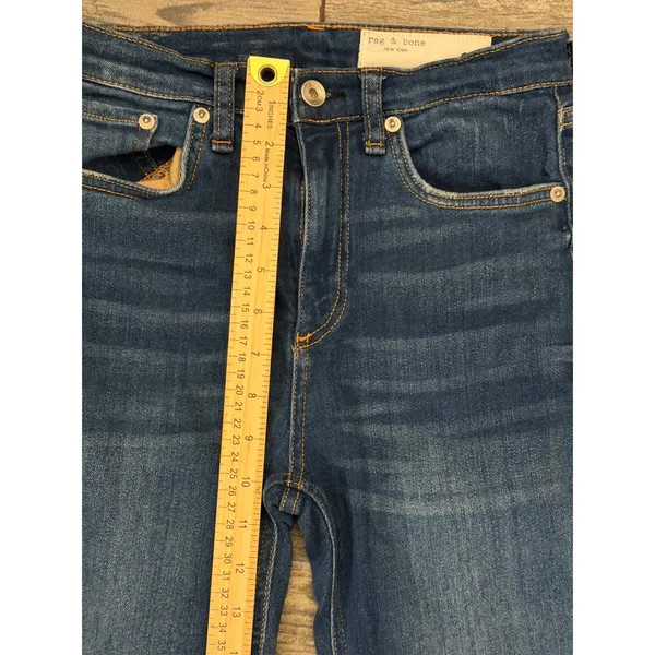 Rag & Bone High Rise Ankle Skinny Jeans Dark Wash Raw Step Hem Size 26‎ Modern - Image 8
