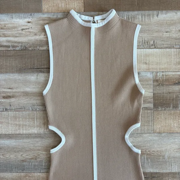 DISSH Binding Wheat Knit Maxi Dress High Neck Cut Out ribbed size L - Image 5