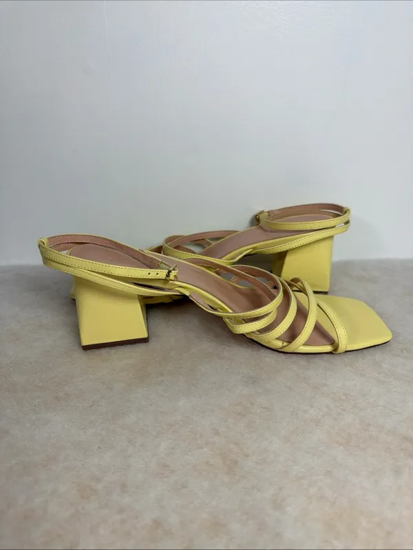 J.CREW Women's Layne Yellow Strappy-Sandal Leather Heels Size 10 - Image 11