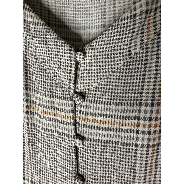 Abercrombie & Fitch Plaid Button Front Camisole Top Grey Tan Large Viscose Camis - Image 4