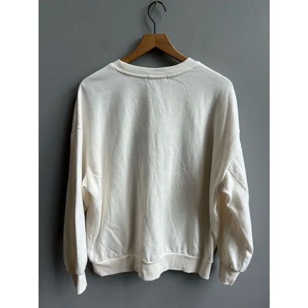 Z Supply Evereve Vacay Sweatshirt Crewneck Pullover Cream White Blue Size Small - Image 6