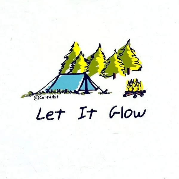 Gildan Co-Edikit White Camping Let It Glow Graphic Shirt Medium - Image 9