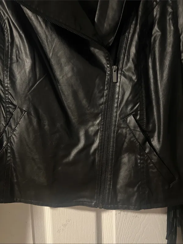 Mossimo Supply Co. Black Faux Leather Asymmetrical Moto Jacket - Image 4