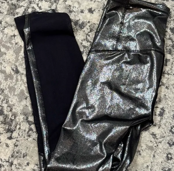 JoyLab Shiny Metallic Gunmetal Leggings - Image 2