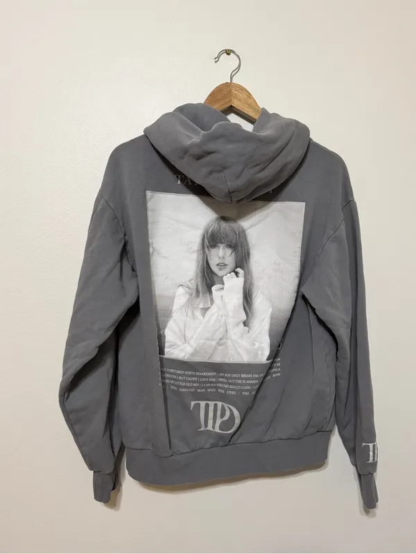Taylor Swift The Tortured Poets Department Gray Hoodie Size Medium - Image 7
