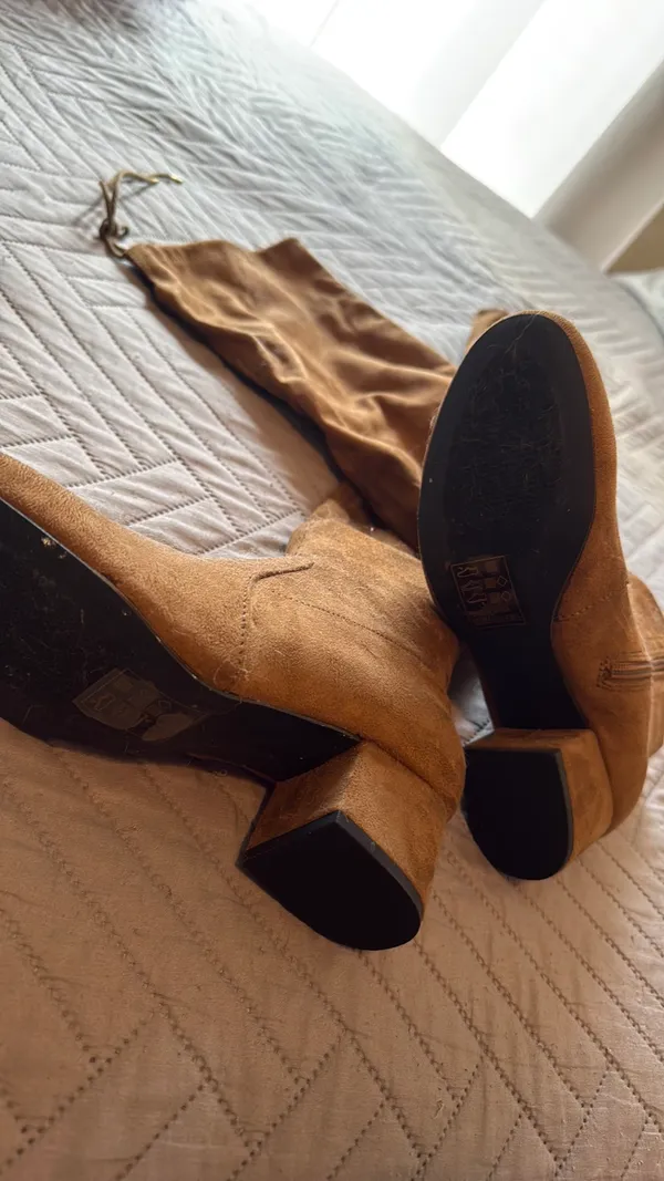 Francesca's Tan thigh high suede boots - Image 2