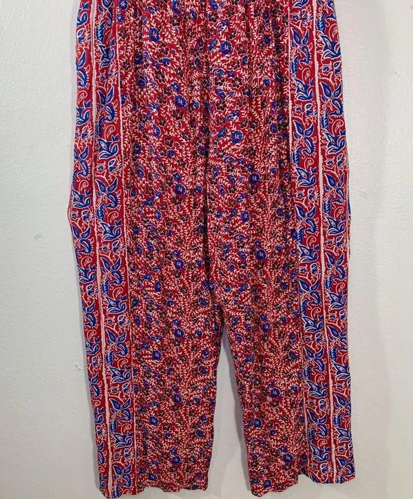 Fat Face Red Natalie Meadow Floral Milkmaid Cottagecore Wide Leg Jumpsuit Sz 12 - Image 3