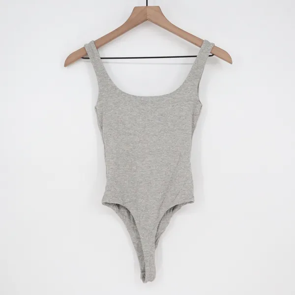 Naked Wardrobe Mens Heather Gray Scoop Neck Sleeveless Thong Bodysuit M - Image 6