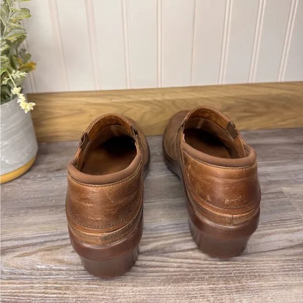 Ariat Womens Leather Professional Brown Clogs Slip On Round Toe Non Slip Size 8 - Image 3