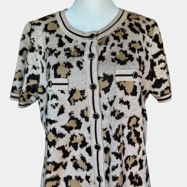 Heartloom‎ Vivette Leopard Print Knit Dress Sz L - Image 9