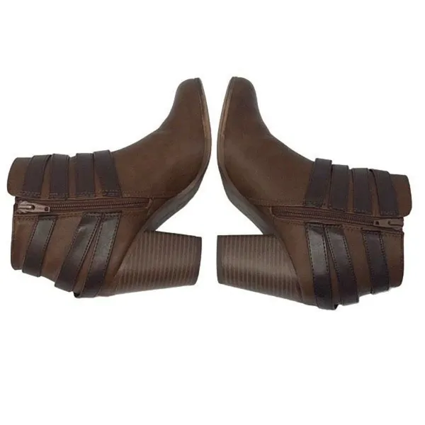 Material Girl Womens Ankle Boots Booties Buckle Strappy Zip Brown‎ Size 7.5 - Image 4