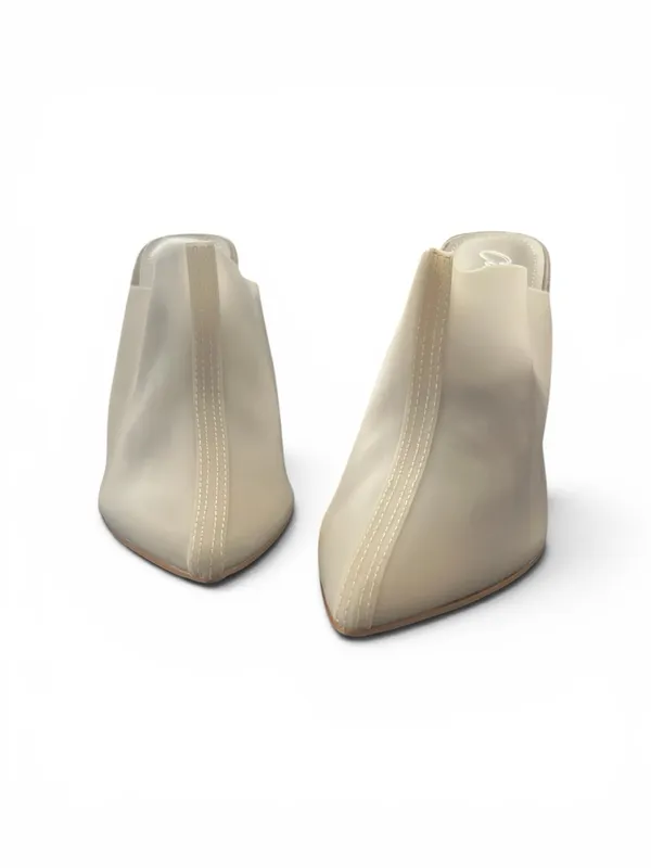 Cape Robbin White Pointed Mule with Clear Block Heel - Image 2