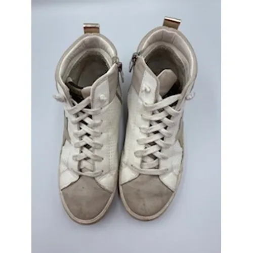 Vintage Havana High Top Sneakers White Grey Gold Star Zip Preppy Sorority 8.5 - Image 4