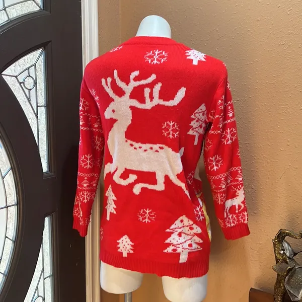 Red Christmas button up cardigan - Image 6