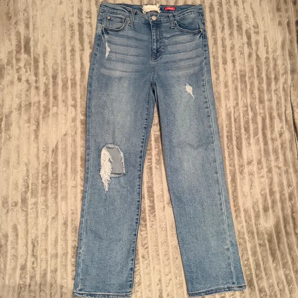 Altar'd State The Bestie Straight Leg Distressed‎ Jeans Blue Medium Wash 11/30 - Image 2