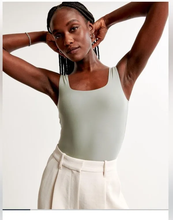 NWT Abercrombie & Fitch Soft Matte Square neck Bodysuit Sz L - Image 2