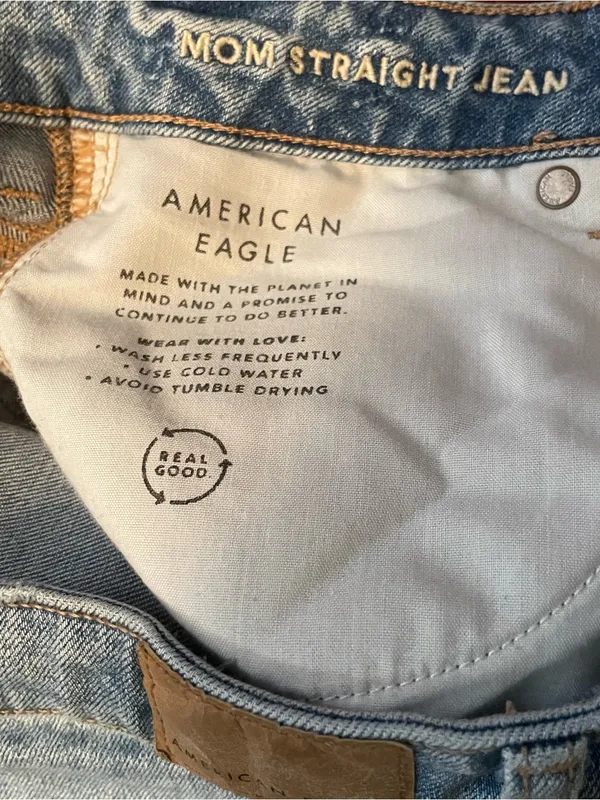American Eagle Jeans Womens 12 Blue Denim Mom Straight Jean High Rise Distressed - Image 10