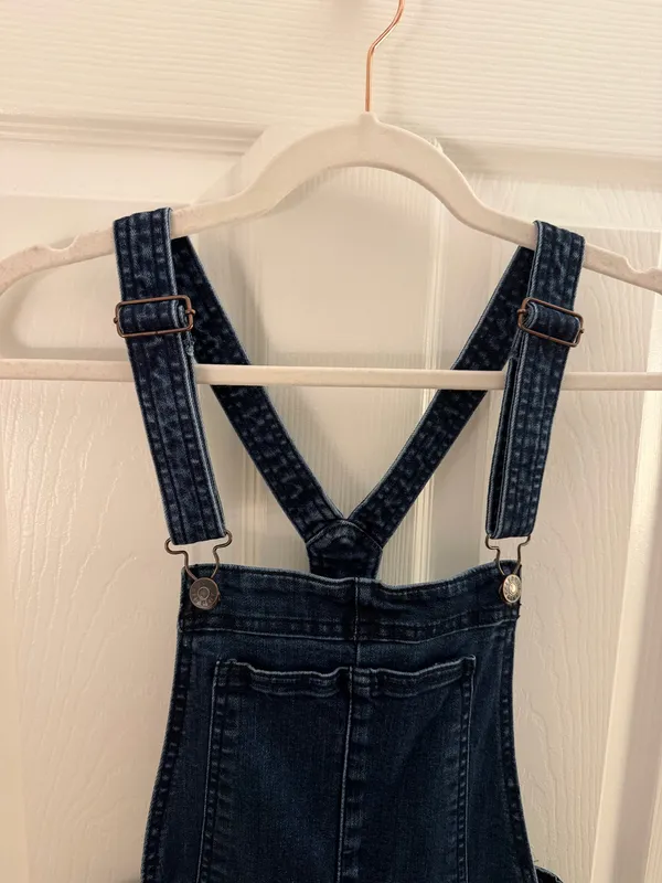 Celebrity Pink Denim Dark Wash Distressed Jean Skinny Overalls - Image 3