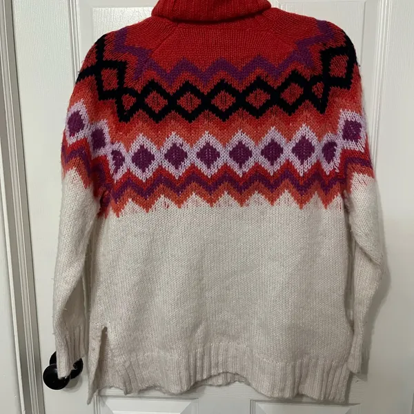AERIE Wool Laine Blend Fair Isle Oversized Turtleneck‎ Long Sleeve Sweater XS - Image 7