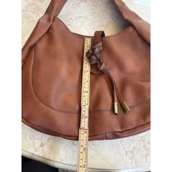 Brown Pebbled FAUX Leather Hobo Shoulder Bag With Dual Inside Pockets & Zipper - Image 3