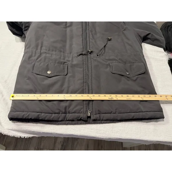 Towne from London Fog Black Hooded Parka Jacket Large Regular Full Zip Coat - Image 12