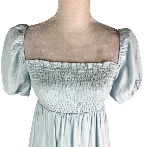 Abercrombie & Fitch Midi Dress XXS Blue Smocked Tiered New - Image 5