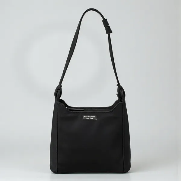 Kate Spade New York 90s Vintage Shoulder Bag Black Nylon Pocket Zipper Classic - Image 3