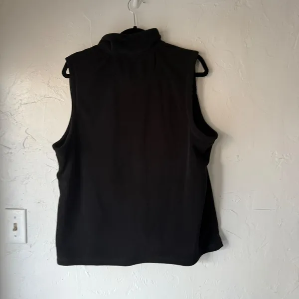 GAP Women Black Fleece Vest Full Zip Collar‎ Pockets XL Layering Preppy - Image 4