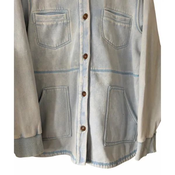Pilcro‎ Anthropologie Fleece Shirt Jacket Washed Blue Women's Size Large - Image 5